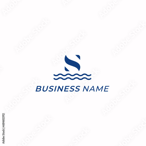 logo design creative letter S and wave