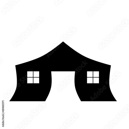 Barrack silhouette icon vector. Military barrack silhouette can be used as icon, symbol or sign. Barrack icon vector for design of military, base or camp