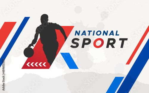 Sports design-Design for banners and posters with the concept of celebrating National Sports Day featuring basketball players. national sports celebration banner © DaksaDesain