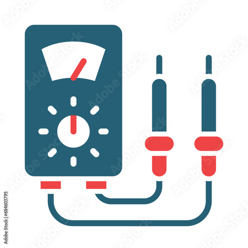 Voltmeter Glyph Two Color Icon Design