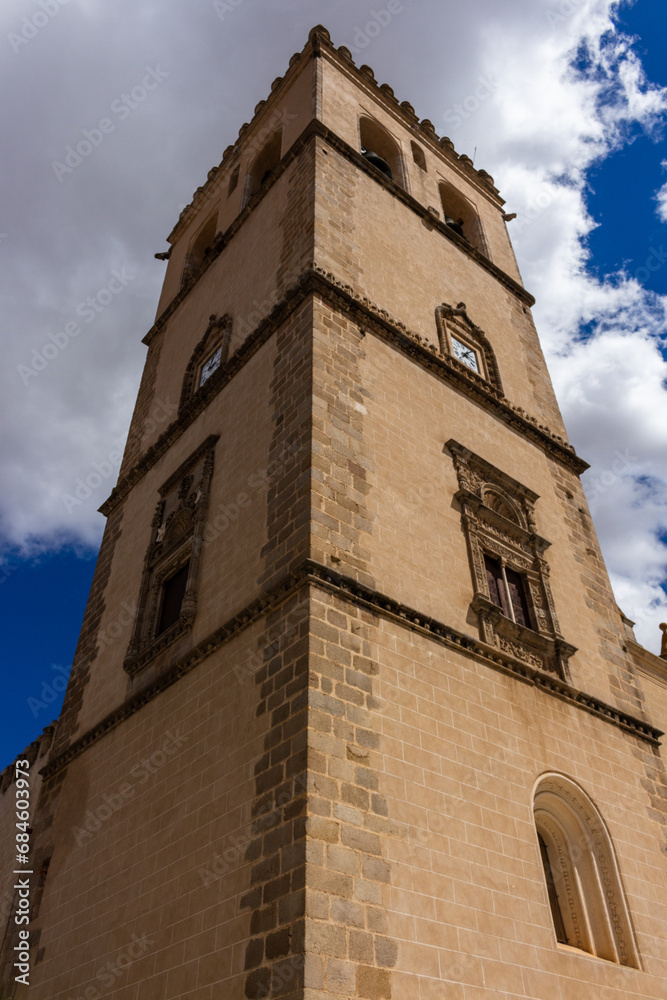 Badajoz, Spain, September 10, 2021: The Metropolitan Cathedral of Saint John the Baptist of Badajoz is a Roman Catholic cathedral church in Badajoz, Extremadura.
