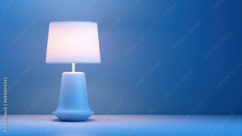 Lamp on the table with blue wall Lamp on the table with blue wall