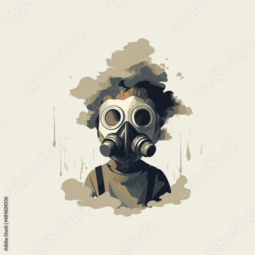 Portrait of a man in a gas mask. Vector illustration.
