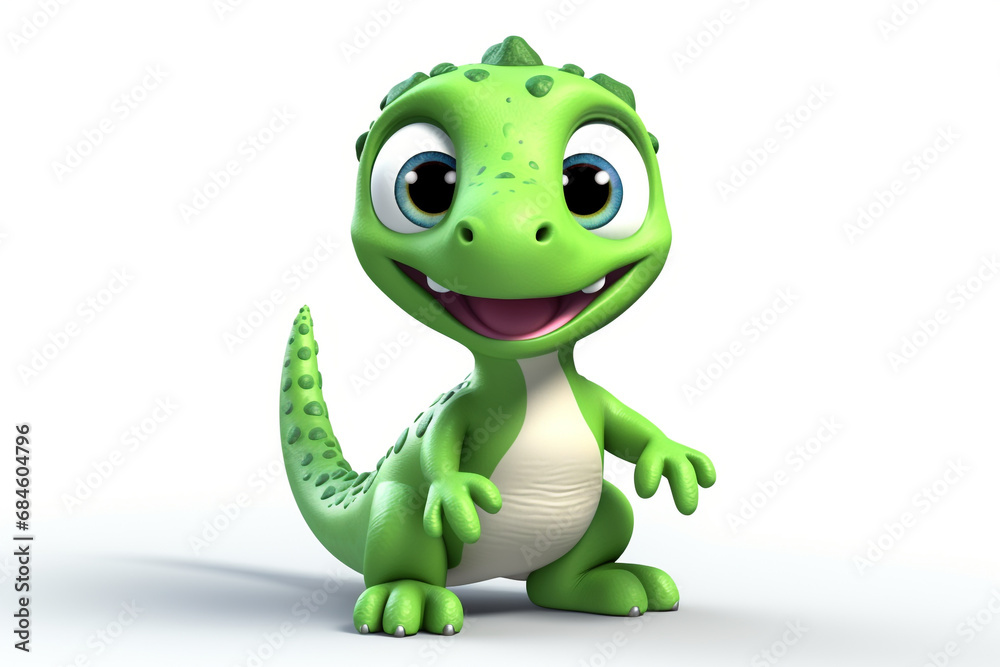 Cute Little Dinosaur 3D illustration white background Cute Little Dinosaur 3D illustration white background