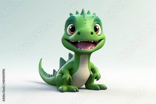 Cute Little Dinosaur 3D illustration white background © Robin