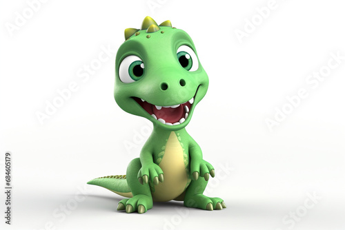 Cute Little Dinosaur 3D illustration white background