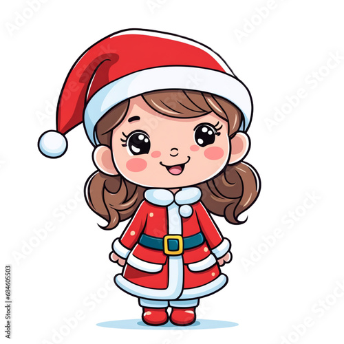 A cute girl is wearing santa claus uniform for merry christmas