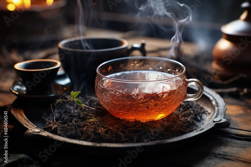 invigorating elegance  Kettle of tea  brewing  a cup of tranquil tea  capturing serenity and flavor in every sip  embracing the art of relaxation and timeless rituals