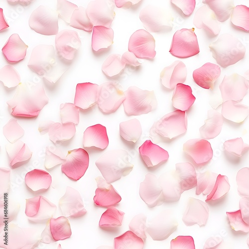 Pastel pink and white rose flower petals festive minimal seamless pattern.