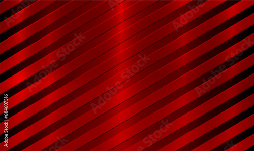 Abstract 3D luxury red metal stripes on dark background. Elegant diagonal stripes repeating pattern design. Red metal sheet geometric  backdrop. 3D modern luxury template design. Premium Vector EPS10. photo