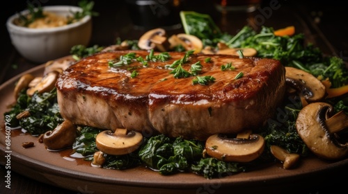 Grilled steak with mushroom