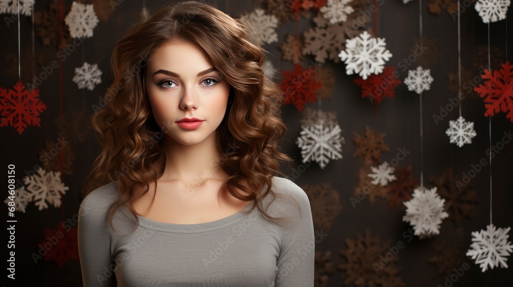 Young Woman Blowing Party Popper , Background HD, Illustrations Young Woman Blowing Party Popper , Background HD, Illustrations