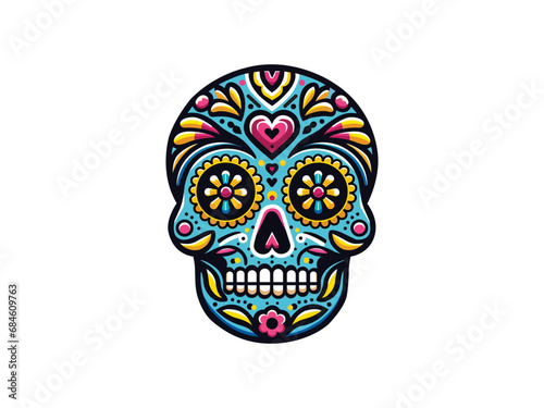 ornate dia de los Muertos skull day of the dead sugar skull calavera vector illustration