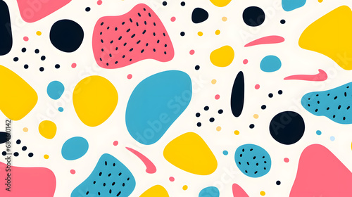 Fun colorful line doodle seamless pattern. Creative minimalist style art background for children or trendy design with basic shapes. Simple childish scribble backdrop. generative ai.