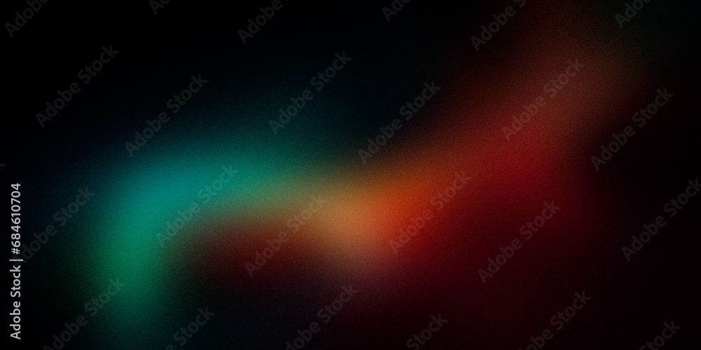 Turquoise orange red yellow wide pattern. Unique blurred rainbow grainy background. Multicolored website banner, desktop, template, gradient. For holidays, Christmas, New Year, Valentine, Halloween