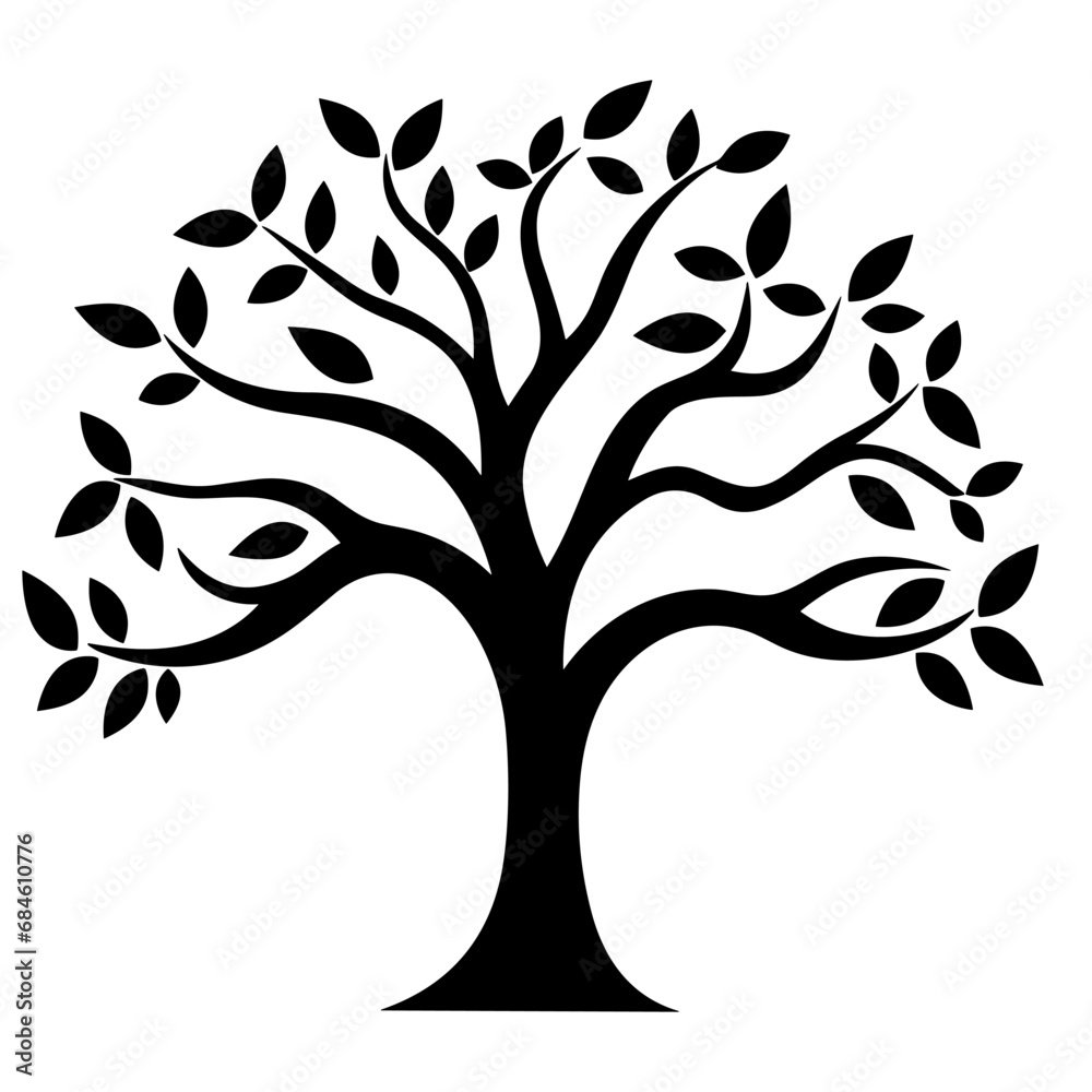 Obraz premium A Branch Tree vector Black Silhouette clipart isolated on a white background