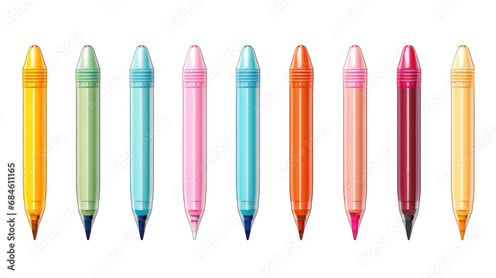 Colorful Markers Isolated on Transparent or White Background, PNG - obrazy, fototapety, plakaty 
