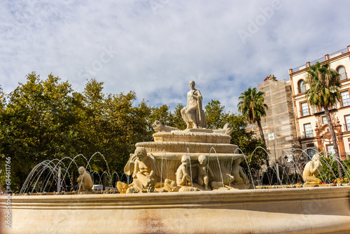The Fountain of Hispalis (Fuente de Hispalis), located in the Puerta de Jerez, Seville, Andalusia, Spain. photo