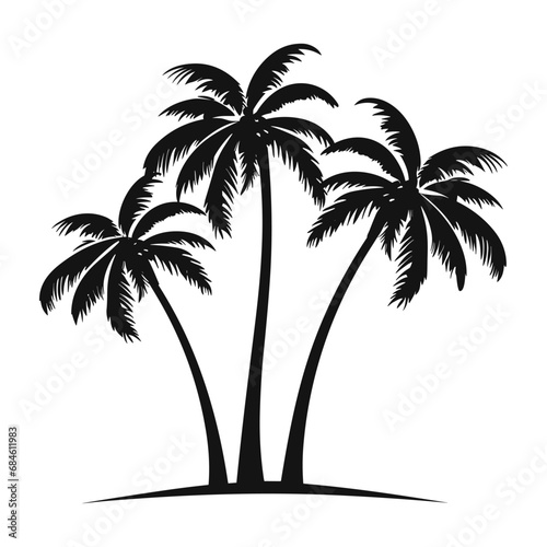 A Coconut tree Silhouette Vector isolated on a white background