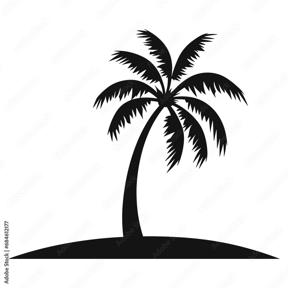 A Coconut tree Silhouette Vector isolated on a white background