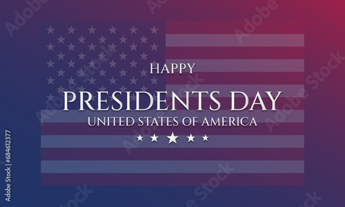 Happy Presidents Day celebrate banner with United States national flag.