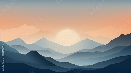 Hand drawn Mountain line arts illustration. Abstract mountain contemporary aesthetic backgrounds landscapes. use for print art, poster, cover, banner. generative ai.