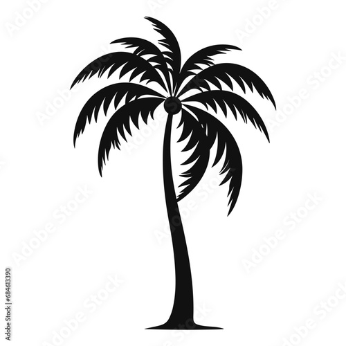 A Palm tree vector silhouette isolated on a white background  Tropical palm tree black clipart