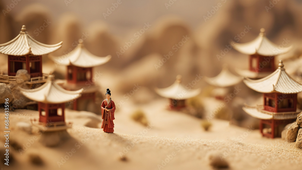 Obraz premium Chinese classical style miniature landscape