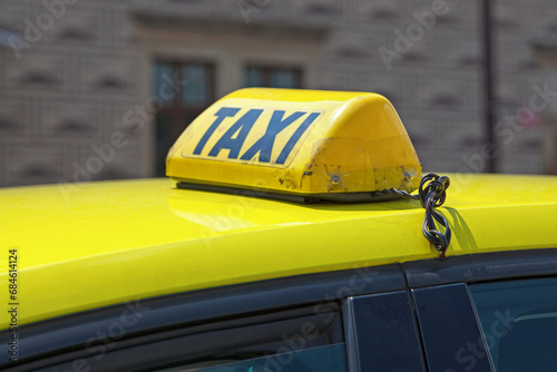 Czech yellow taxi sign