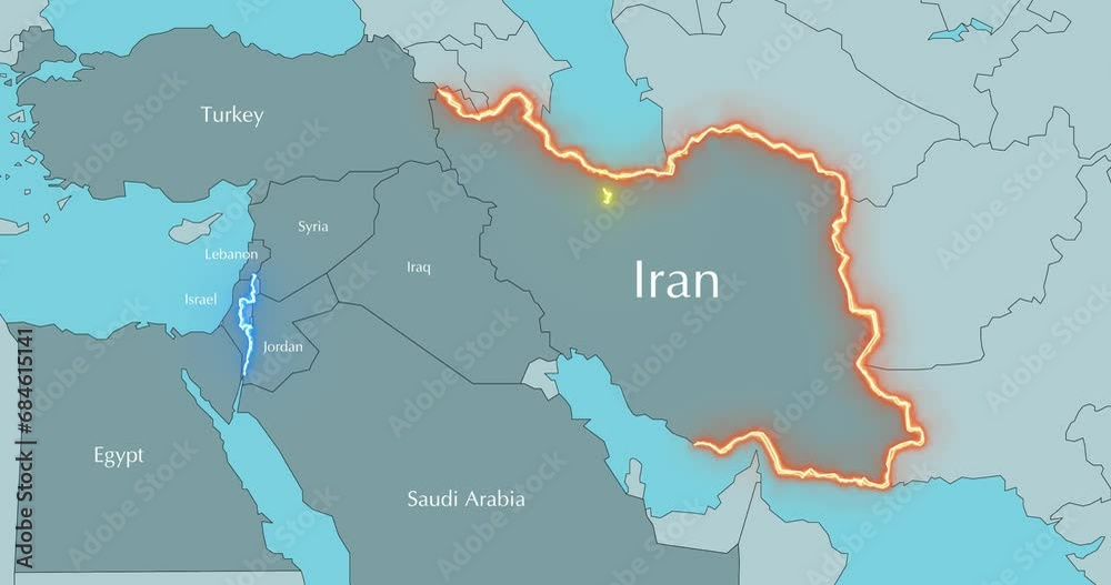Map of the Middle East. Possible conflict between Israel and Iran. Map of the Middle East. Possible conflict between Israel and Iran.