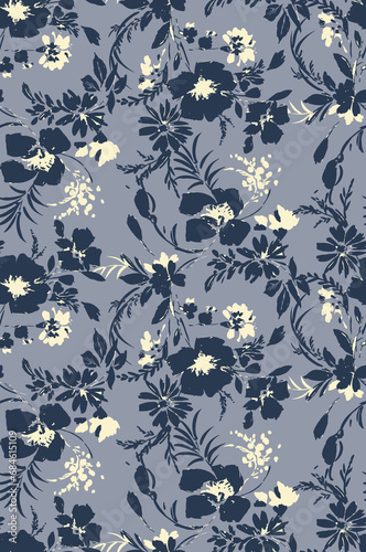 hand drawn,floral textile print design