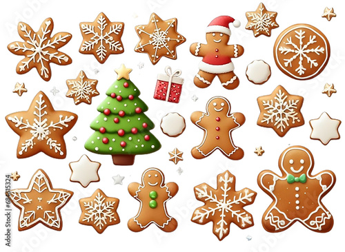 Christmas background with gingerbread cookies, with intricate icing, adds sweet magic to the festive holiday season