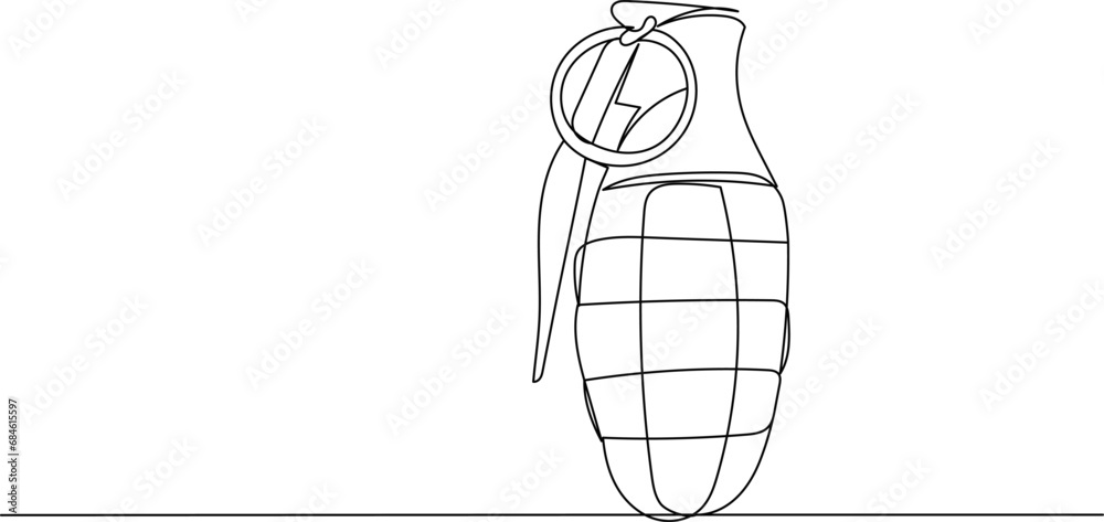 grenade drawing continuous line, sketch