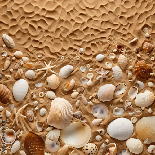 Coastal Whispers: Sands and Seashells Creating Abstract Beach Patterns