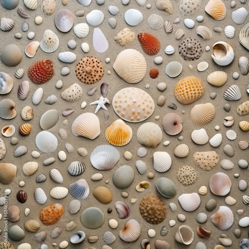 Coastal Whispers: Sands and Seashells Creating Abstract Beach Patterns