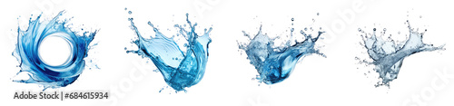 Set of water splash captured with a transparent background. This realistic image brings the freshness of pure liquid to life, making it perfect for a variety of creative projects.