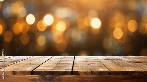 Antique wooden countertop on a blurred background
