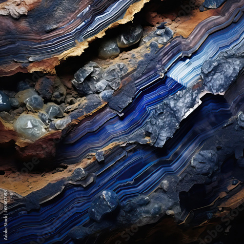 Macro close-up shot of cobalt mineral rocks photo