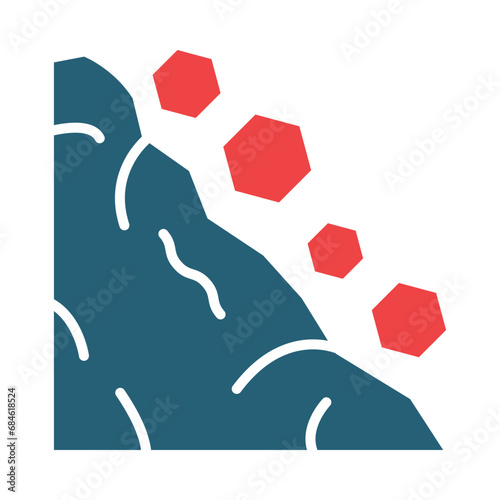 Landslide Glyph Two Color Icon Design