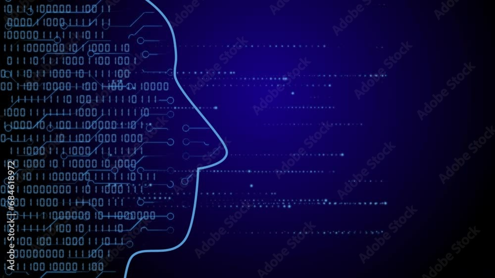 Big data and artificial intelligence concept. Digital data moving on ...