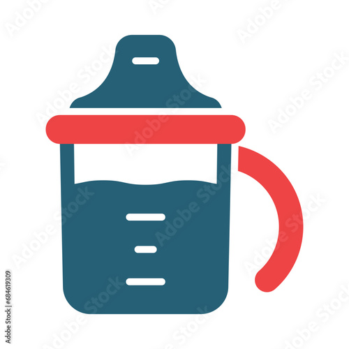 Sippy Cup Glyph Two Color Icon Design