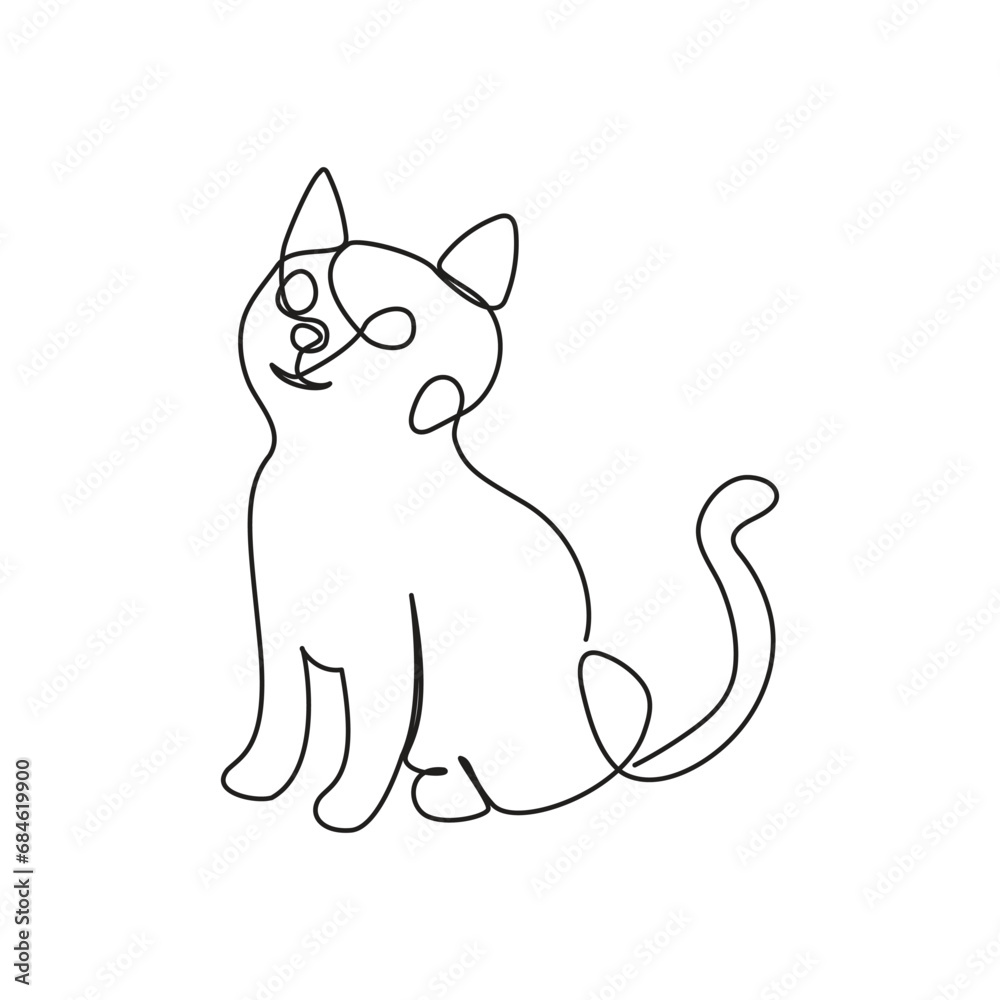 Continuous one line cat pet animal out line vector art illustration and tattoo design Continuous one line cat pet animal out line vector art illustration and tattoo design