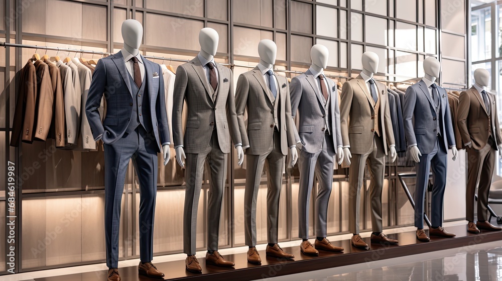 luxury men's suit in shopping mall
