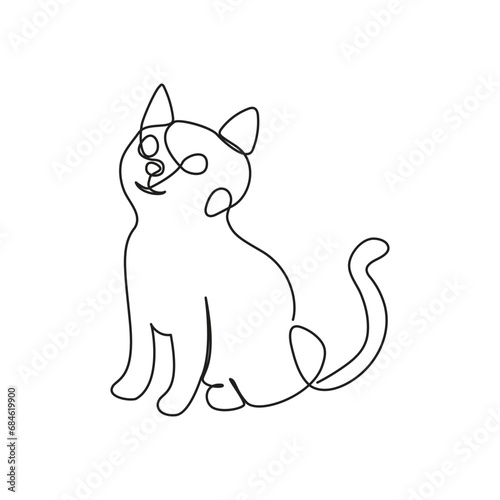 Continuous one line cat pet animal   out line  vector art illustration and tattoo design