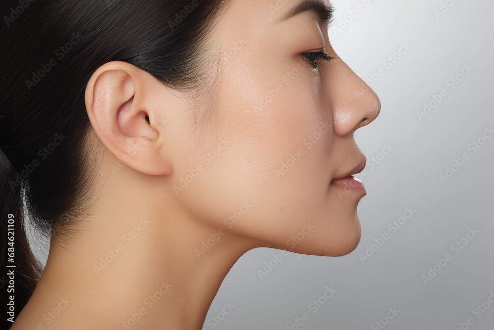 Woman with atopic eczema, close-up on cheek face, skin problem
Woman with atopic eczema, close-up on cheek face, skin problem