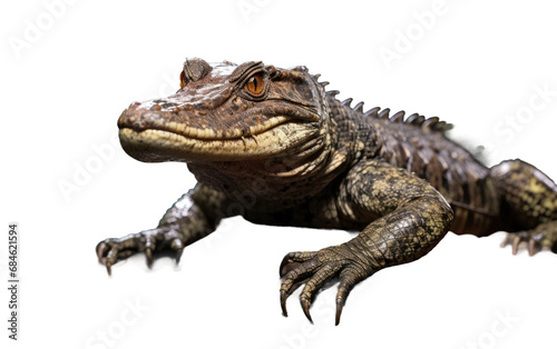 Cuviers Dwarf Caiman Crocodile Predator Isolated on a Transparent Background PNG