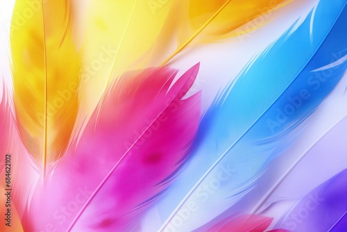 Illustration of various colorful feathers for carnival decoration, celebration concept, Brazilian carnival. Generative AI