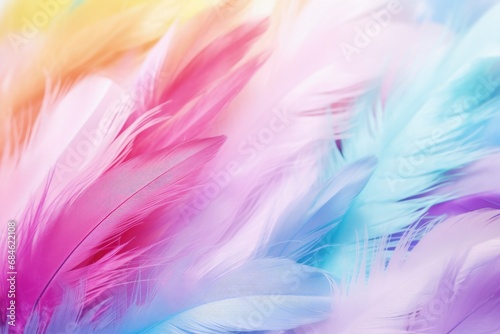 Illustration of various colorful feathers for carnival decoration, celebration concept, Brazilian carnival. Generative AI