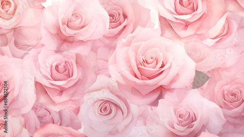 delicate pink watercolor like rose print - seamless background. generative ai.