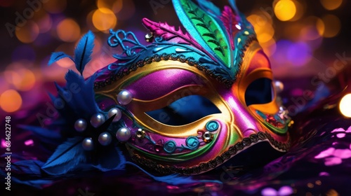 Mardi Gras Mask In Bokeh Effect © Left